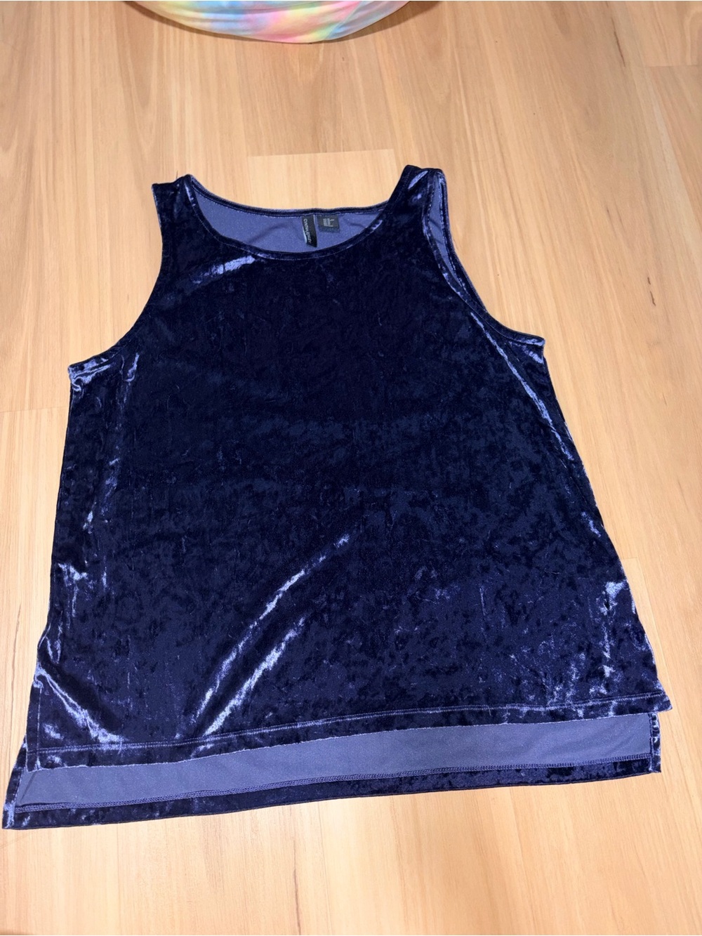 Cynthia Rowley Crushed Velvet Tank Top in Navy